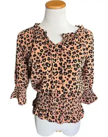 Womens Anthropologie PaperMoon Paper Moon Flowy Animal Print Split Neck Top - S