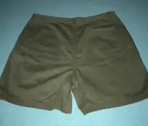 CHEROKEE pleated shorts button zipper closure 3 pockets, olive green NEW size 16