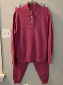 Tommy John sweater lounge set - joggers & Henley sweater size large red violet