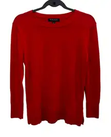 Banana Republic Red Sweater Extra Fine Merino Crew Neck Petite Medium Holiday