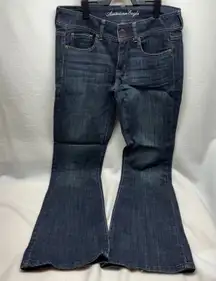 American Eagle Outfitters Women's Size 6 32" Flare Jeans Dark Wash Stretch Denim