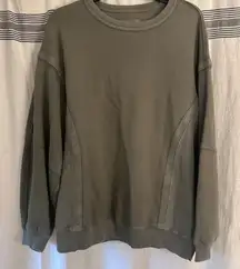 Aerie Green Crewneck Sweater Relaxed Fit