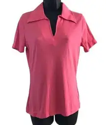 Vintage 70s Polo Shirt, Medium Short Sleeve Hot Pink Polo, Carroll Reed Clothing