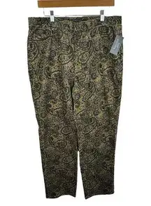 Van Heusen NWT Paisley Print Straight Leg High Rise Cotton Corduroy Pants Sz 16