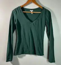 Forest Green Cozy Fall Casual Long Sleeve Earth Tone Layering Pullover Top Small