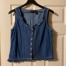 Krass&co 90s NY& sleeveless button down denim ruffle top