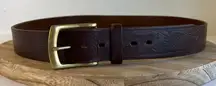 Wrangler Brown Genuine Leather Eagle Tooled Western Belt Unisex Size Large