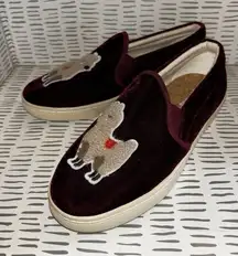 Anthropologie Soludos Velvet‎ Burgundy Maroon Llama Sneaker Women’s 8
