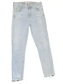 Agolde Skinny Jean Cropped Distressed Light Blue Wash Stretch Size 28