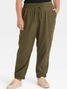 A New Day High-Rise Woven Ankle Jogger Pants Olive Green Women’s 4X 28-30