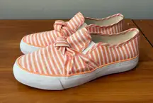 Talbots Jaden Knot Stripe Line‎ Platform Sneaker Slip On Orange White Comfort 8