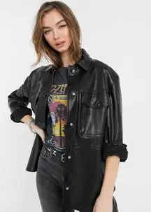 EUC ASOS Leather Button Up