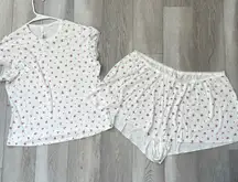 Skims Pajama Set modal floral tshirt shorts womens White (size 2x) loungewear