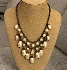 Talbots Faux Pearl Graduated Tear Drop Necklace