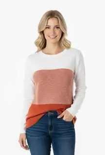 Kim Rogers orange striped knit sweater size small