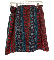 Miami‎ Mini Skirt Size Large Red Blue Boho Mixed Stripe A-line Pullon Y2K NWT