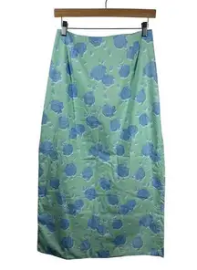 Collective The Label Pencil Midi Skirt Women XL Mint Blue Floral NWT Spring