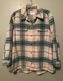 Old Navy Transitional Plaid Utility Shacket Green Size Large