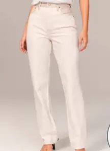 Abercrombie and Fitch the 90s straight ultra high-rise white denim jeans