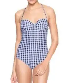 Love By Gap RETRO Molded Bandeau One Piece Swimsuit Sz. M Gingham Pool Beach