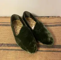 - Heron Green Velvet Loafers - Size 8.5