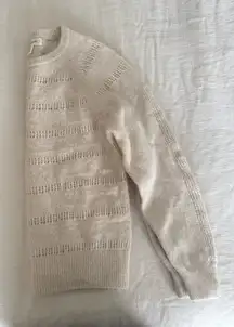 Treasure & Bond Pointelle Stripe Crewneck Sweater Cream Ivory Size M