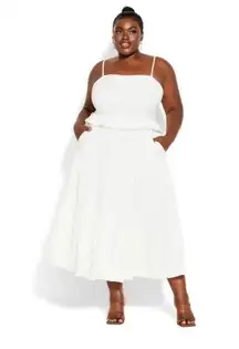 White Tiered Midi Dress 