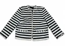 Black & White Striped Tweed Blazer