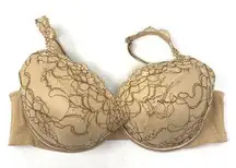 Cacique  Bra Women's Size 40C Beige Lace Full Cups Underwire Padded