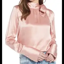 Something Navy Easy Tie Neck Top Pink Size‎ XS