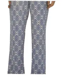 NWT Stella Parker blue/white cropped damask ikat pants golf size medium.