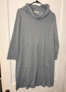 Tyler Boe Women's XL Gray Geometric Print Cowl Neck 3/4 Sleeve Dress Pockets