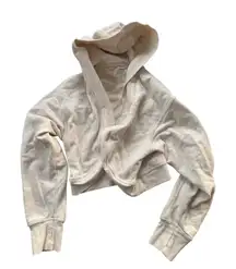 Aerie Beige Hooded Cropped Cardigan Sweater Women's Size M Cozy Neutral