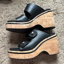 Rag & Bone Black Leather Sommer Wedges