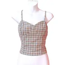 Timing Checkered Beige and Brown Plaid Camisole Tank Top Size Small