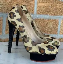 Charlotte Olympia Dolly Leopard Beige Gold
Black Figure Heel Platform Pump 37.5