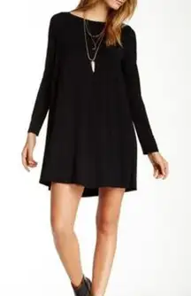 Go Couture Long Sleeve Trapeze Swing Dress Small Black Minimal Quiet Luxury