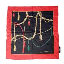 Ralph Lauren NWT Womens Scarf 100% SILK Rope & Tassel 56cm x 56cm 22” x 22” NEW