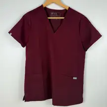 Figs Casma Three-Pocket Scrub Top Size Small Burgundy PO 1619 FW1100
