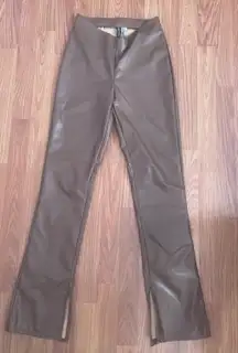 Brown Split Leather Pants 