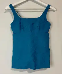 Lands’ End Women’s Square Neck Tankini Swim Top Dark Teal Blue Size 4 NWT FLAW