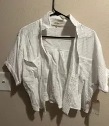 Crop White Button Up