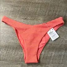 Lululemon Smocked Mid Rise Skimpy Swim Bottom Stripe Apricot Orange Size 8