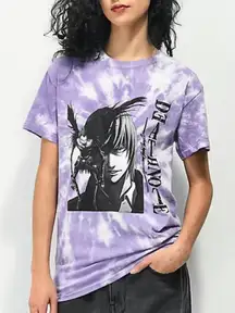 Urban Outfitters Death Note Light & Ryuk Purple Tie Dye T-Shirt Size Large