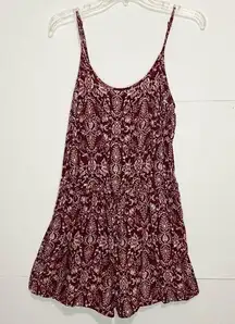 Aeropostale  Women's Medium Playsuit Romper Cinched Waist Burgundy Rayon 2”