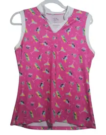 Coral Bay Pink Martini Novelty Sleeveless Golf Top Athletic Size Small