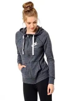 Nike  Women’s Heather Just Do It Logo Grey Zipper Hoodie Size S