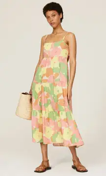 SANCTUARY Pastel Floral Cutout Back Tie Bow Get Away Maxi Vacation Midi Dress S