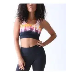 Electric & Rose Fairfax Retro Crop Top Sports Bra Tie Dye Pink Yellow Black S