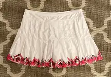 Lucky in love white tennis skirt with geometric trim, size large